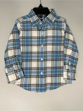 Janie and Jack Blue Plaid Button Down Shirt NWT